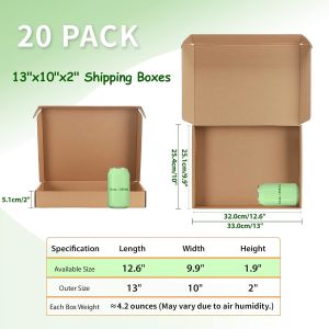 Shipping Boxes Set Of 20, Brown Corrugated Cardboard Literature Mailer Box For