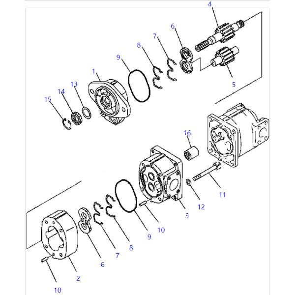705-51-20840 705-51-20841 Pump Assembly KOMATSU Bulldozer Spare Parts For D61EX-15