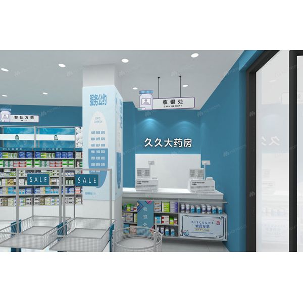 04-XDZYS003 Drugstore Store Shelf Pharmacy Shop Fitting Pharmacy Led Display for Medicine Shop Interior Design