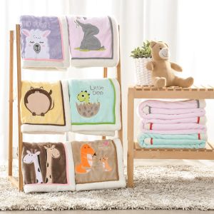 Cheap Colourful Soft Newborn Blanket Fade Resistant Embroidery Animal Print Plush Blankets for sale