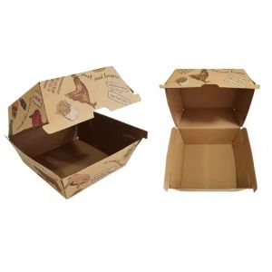Custom Order Accepted Eco-Friendly Kraft Paper Burger Box with Glossy Lamination