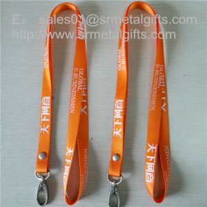 Rivet polyester lanyard with metal clasp hook custom made