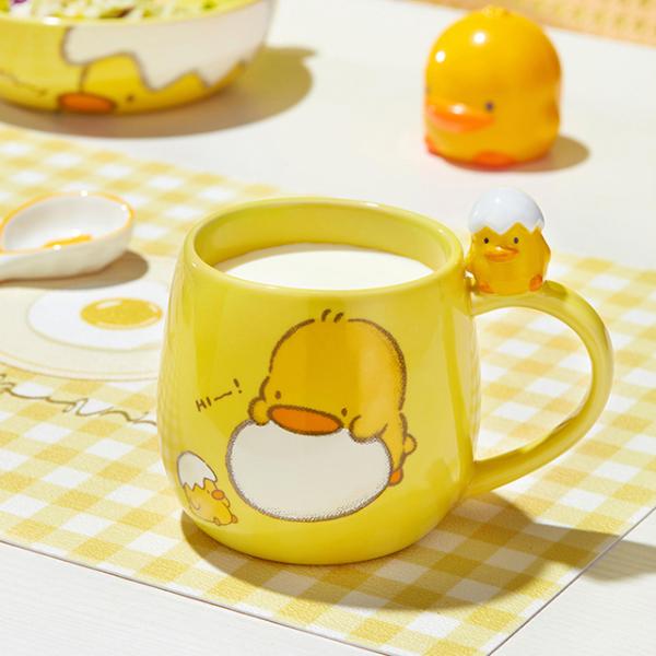 Ready To Ship In Stock Cartoon yellow duck large capacity home mug creative breakfast oatmeal coffee mugs custom