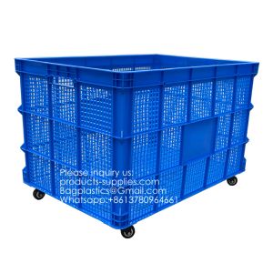 Plastic Basket With Wheels Large Rectangular Box Plastic Frame Hollow Thickened Express Clothing Factory Transit