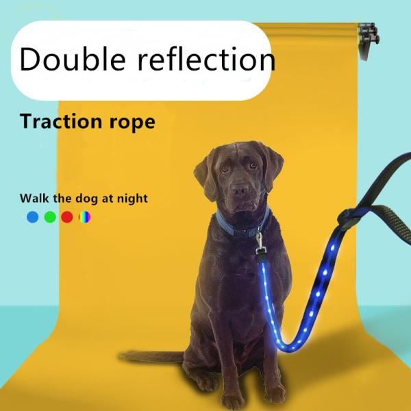 USB Charging LED Pet Luminous Traction Rope Light Up Dog Lead Flash