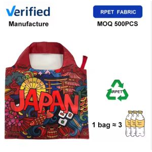 Wholesale RPET recycled polyester durable large shopping reusable grocery tote