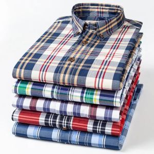 Cheap Wholesale Carbon Ground Plaid Shirt Long Sleeve Check 100% Cotton Men Shirts Casual Formal Office Custom Tuxedo Shirt for Man for sale
