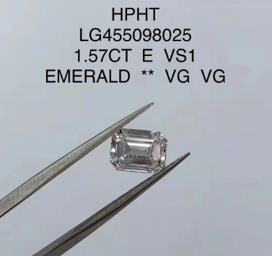 Emerald Cut Lab Grown Diamond Jewelry 1.57 Ct E VS1 VG HPHT Diamond