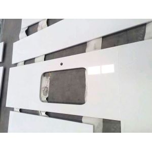 Polished Marble Granite Quartz Countertops , Man Made White Solid Surface
