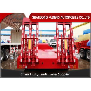 Custom Low Bed Trailer Transporter , Tri Axle 80 Ton Gooseneck Low Bed Trailer