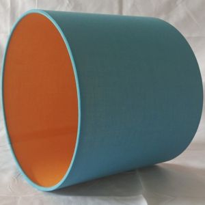 D240*H200MM Blue TC Small Drum Shade E14 E27 With Copper Fabric Inner