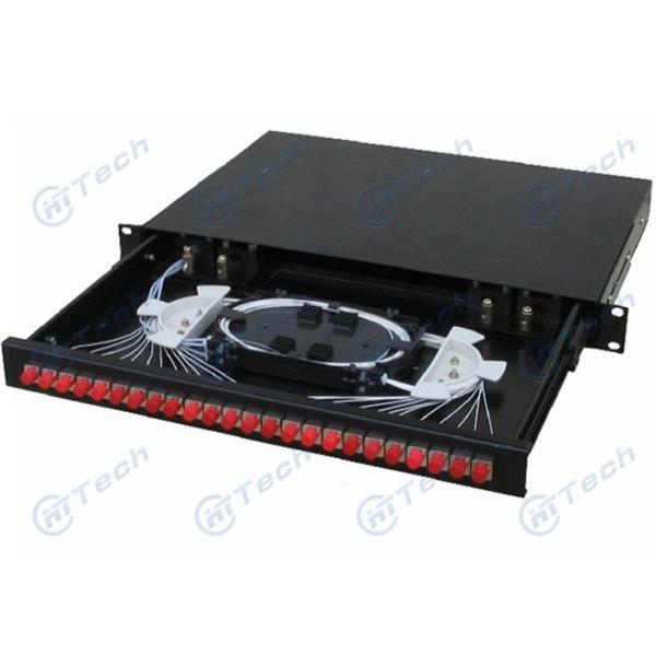 Quality FC 1U 24 Fiber Optic Patch Panel Black Color Clamp Seal Ring Adjustable wholesale