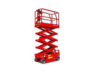 China 5.8m CE Certified One Man Scissor Lift 25 Height Lift Wide Platform Red Color on sale