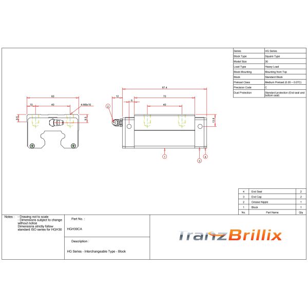 CNC Linear Guide Rail Set 30mm (High Rigidity) | Fits HGH30CA Series