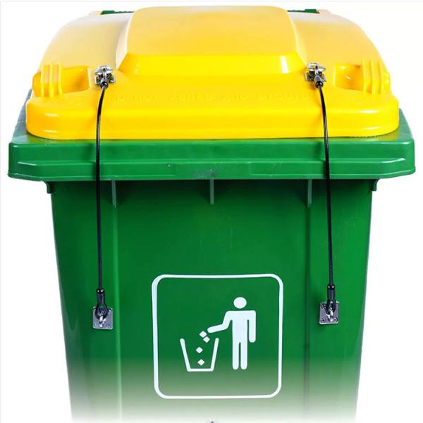 Quality Stainless Steel Wire Rope Trash Can Lid Lock Metal Universal Lid Lock For Outdoor Garbage Cans wholesale