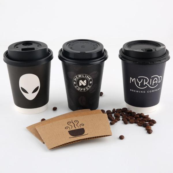 Customized Biodegradable Disposable Coffee Paper Cup Single Double Ripple Wall