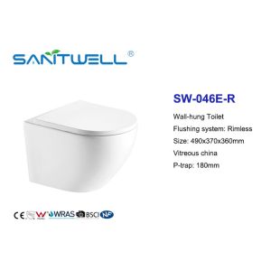 One Piece Structure Rimless Wall Mounted Wc Toilet With Ceramic White Color
