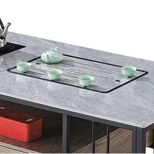 Modern Rectangular Stone With Metal Frame Heat Resisting Kettle Office Furniture