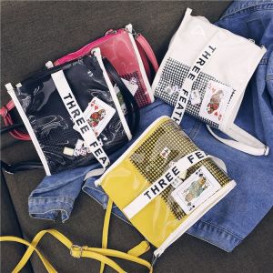 Japanese custom pu transparent bag creative bag street photo personality single