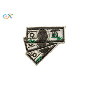 Laser Cut Edge Iron On Embroidered Patches Custom Funny Dollar Paper Money