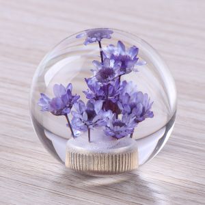 Custom design logo car gear shift knobs crystal gear shift knob with dry flower
