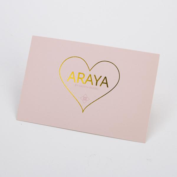 Quality 15x10cm Customized Pink Paper Thank You Card With Gold Foil Logo wholesale