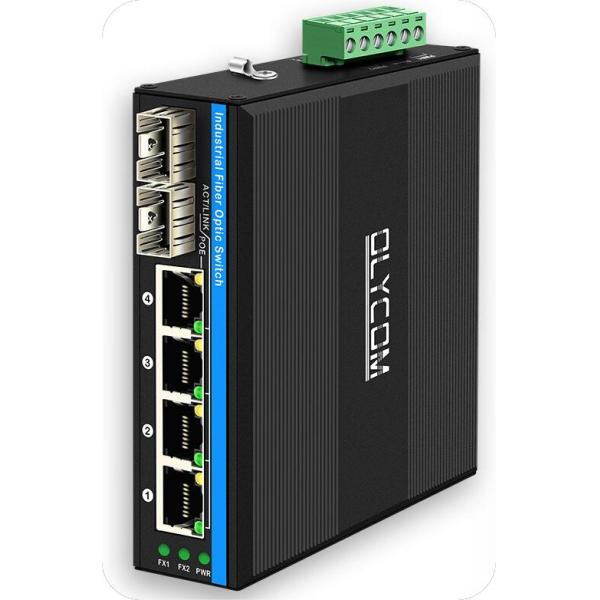 Industrial Unmanaged POE Switch 4 Port 100Mbps SFP Fiber Network 15.4W/30W Standard