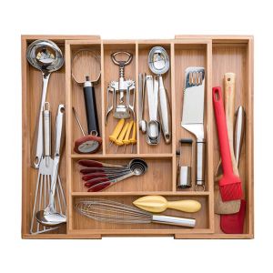 100% Pure Bamboo Expandable, kitchen Utensil - Cutlery and Utility Bamboo Drawer