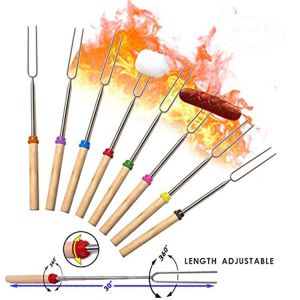 8 Colors Telescoping Marshmallow Sticks Stainless Steel Skewers With Wooden