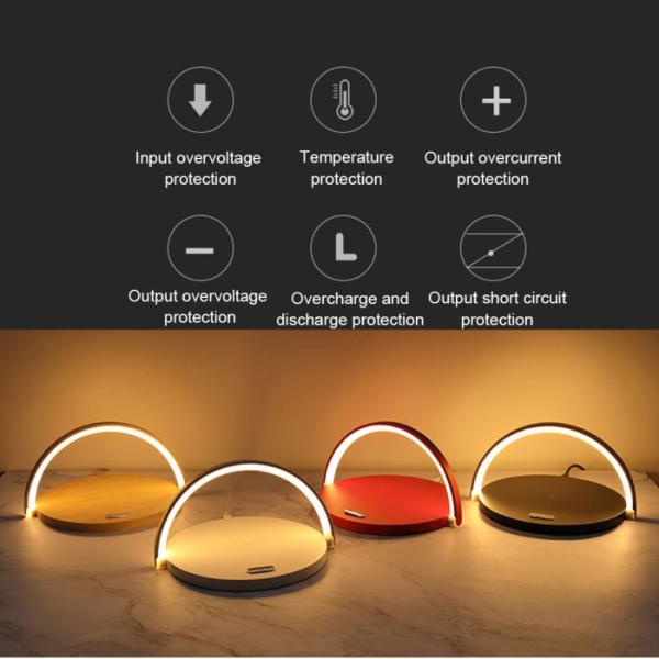 3 In 1 5000K Phone Charging Bedside Lamp , Wireless Nightstand Lamp