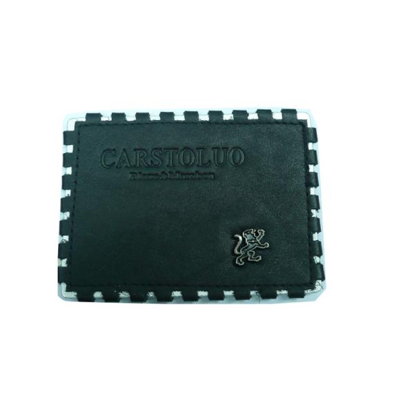 OEM Promotional Black Embossed Leather Patches / Labels Die Cast Nickel Free