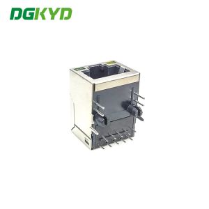 Single Port 8 pin 100M RJ45 Shielded Connector rectangle shape