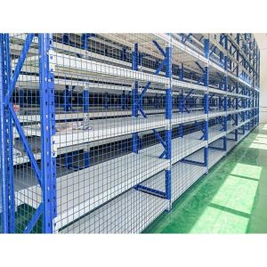 2 Tier Storage Shelf for Industrial Mezzanine Racking in Blue/Orange/Yellow/Grey