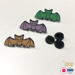 Soft Enamel Cartoon Bat Metal Lapel Pins Domed Badge Souvenir Custom Color