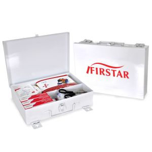 China 10 Person Workplace First Aid Kit Items White Metal First Aid Case 27.5x19x6.5cm on sale