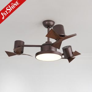 Indoor Vintage Small 44in Plastic Ceiling Fan With 3 Colors LED Light