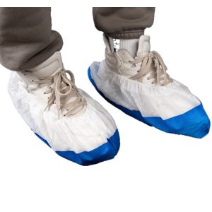 Anti Bacterial Waterproof Blue And White Disposable Use Medical PP+CPE Shoe