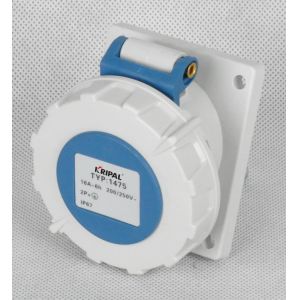 IP67 Panel Mounted Industrial Receptacle / Panel Mount Socket Copper Metal