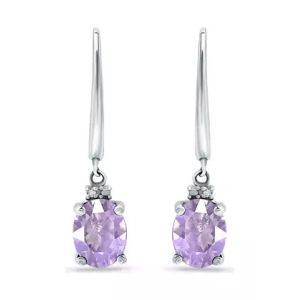 2.46 Ct. T.W. And 1/10 Ct. T.W. CZ Amethyst Leverback Earrings In Sterling