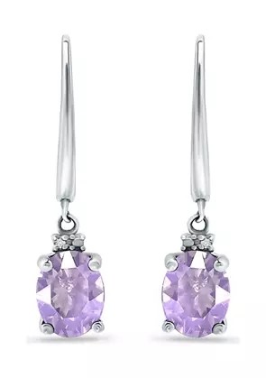 2.46 Ct. T.W. And 1/10 Ct. T.W. CZ Amethyst Leverback Earrings In Sterling