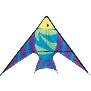 Variability of the diamond stunt kite fish sharp style with beach
