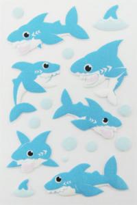 China Non Toxic Foam Puffy Animal Stickers DIY 3D Cartoon Shark Blue Colored on sale