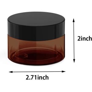 Amber Plastic Jars With Lids And Labels, 12 Pack Empty Brown Cosmetic Containers