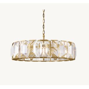 Cheap 43&quot; Crystal Brass Chandelier 100V - 277V Crystal Round Chandelier for sale