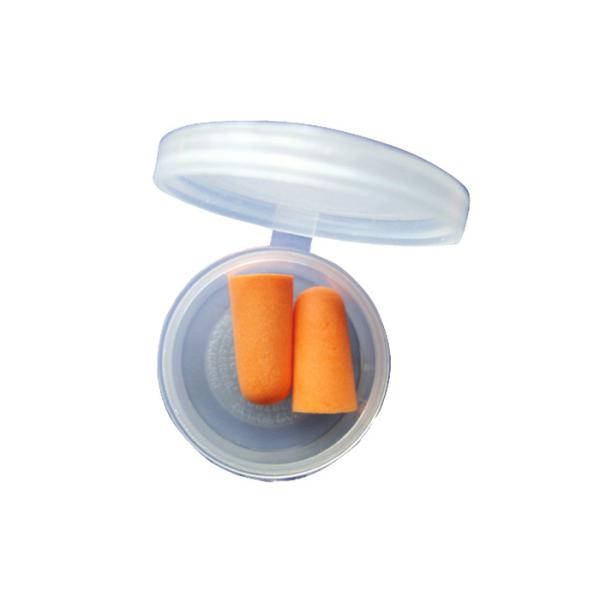 Quality Economical Snore Blocking Orange Color PU Foam Ear Plugs With Plastic Round Box wholesale
