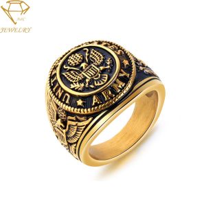 China Stainless Gold Custom Army Military Rings on sale
