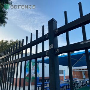 2m Rustic Tubular Steel Fence Weathered Finish
