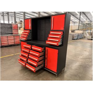 Car Repair Garage Workshop Workbench with 18 Drawers and Heavy Duty Tool Storage