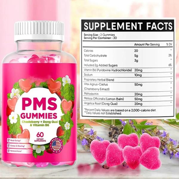 Custom label vitamin supplement vitamins vegan supplements PMS gummies for Women To Balance Hormone Mood Support
