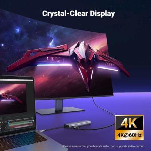 7 in 1 USB C Hub Gigabit Ethernet Adapter 100W PD Charging, USB A Data Ports, SD